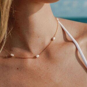 Dainty Pearl Necklace Beautiful Pearl Necklace Non-tarnish Waterproof Gold